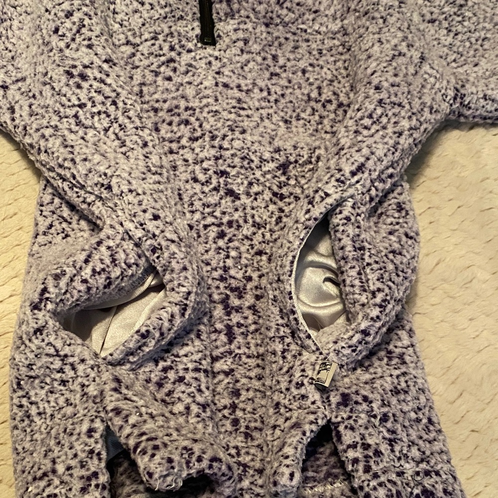 🌸 Cozy Lavender Zip-Up Sherpa Sweater with Pockets - Picture 8 of 9